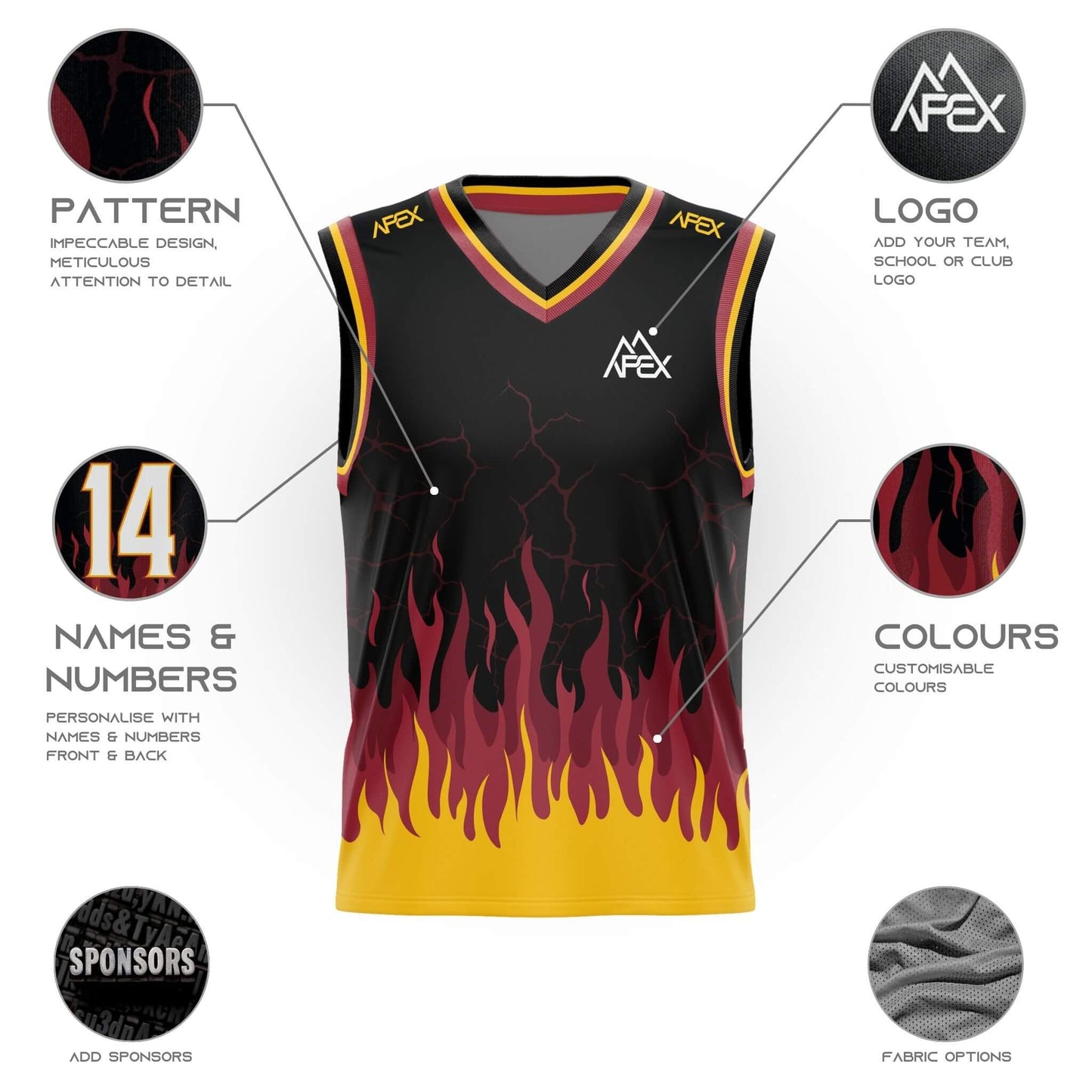 Custom Reversible Basketball Jersey - Inferno