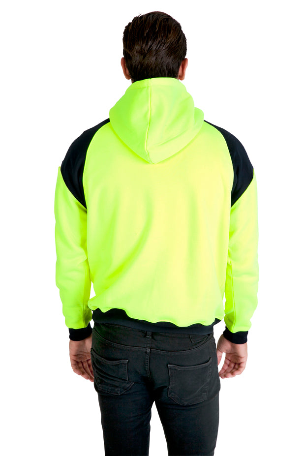 Men Shoulder Contrast Panel Hi Vis Hoodie - WORKWEAR - F303HPW