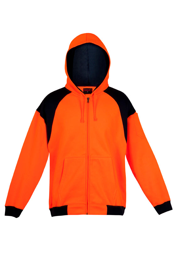 Men Shoulder Contrast Hi Vis Zip Hoodie - WORKWEAR - F303HZW