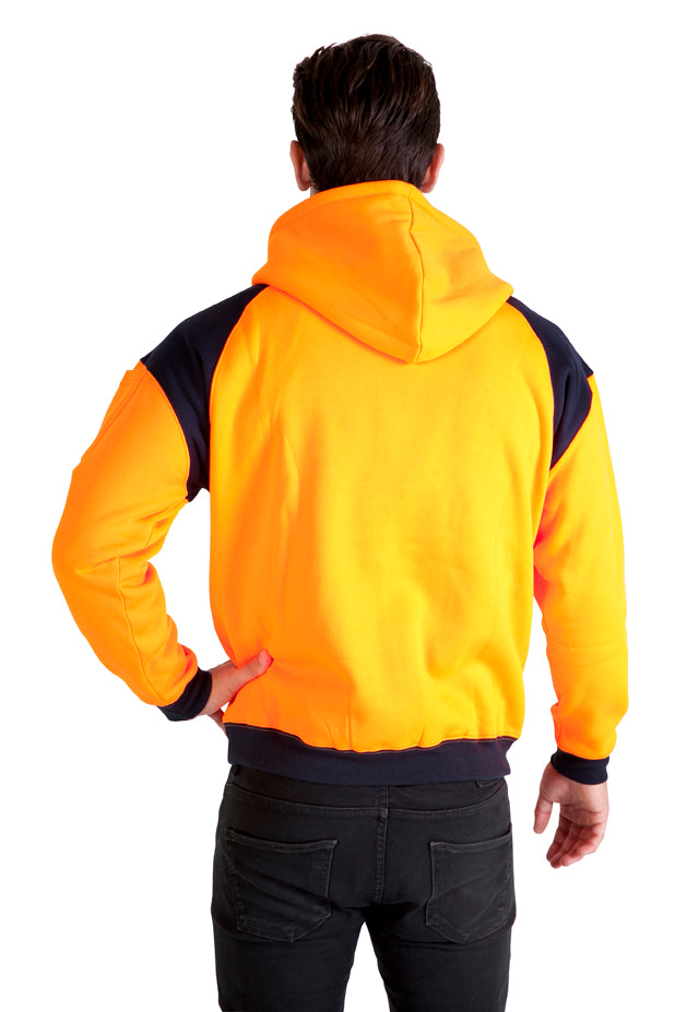 Men Shoulder Contrast Hi Vis Zip Hoodie - WORKWEAR - F303HZW