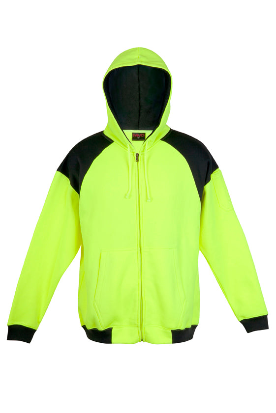 Men Shoulder Contrast Hi Vis Zip Hoodie - WORKWEAR - F303HZW