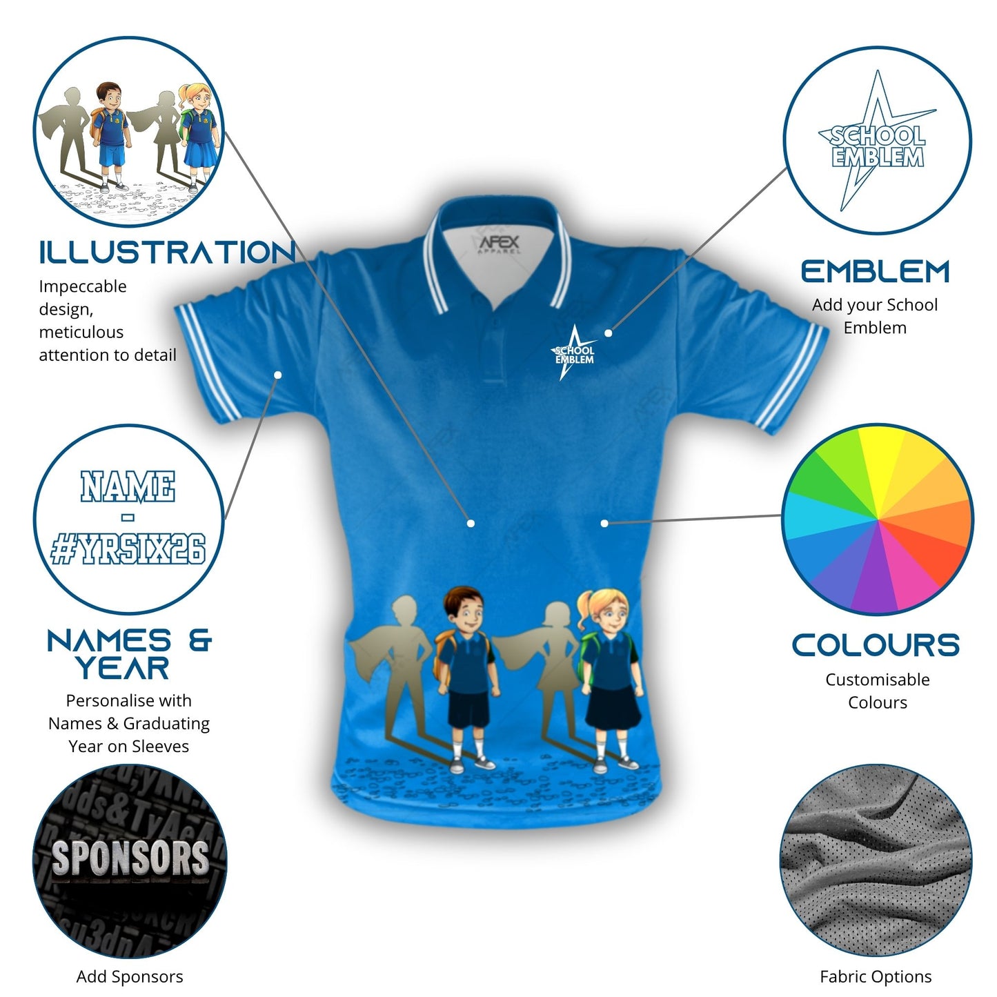 Inspo School Leavers Polo Shirt - Superheroes