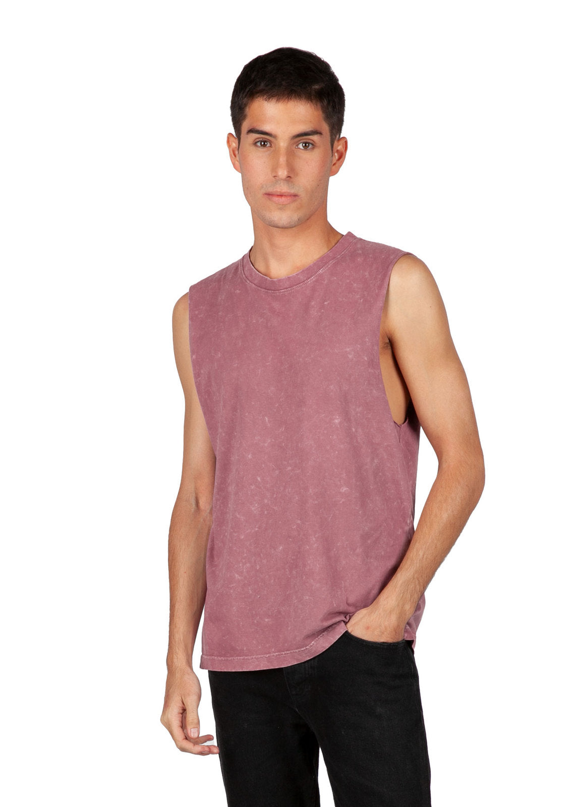 Custom 100% Cotton Men's Stone Washed Tank - T406MS